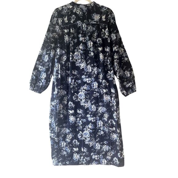 Lands End Floral Blue Long Sleeve Flannel Nightgown Cottagecore sz. M #NN - Picture 2 of 8
